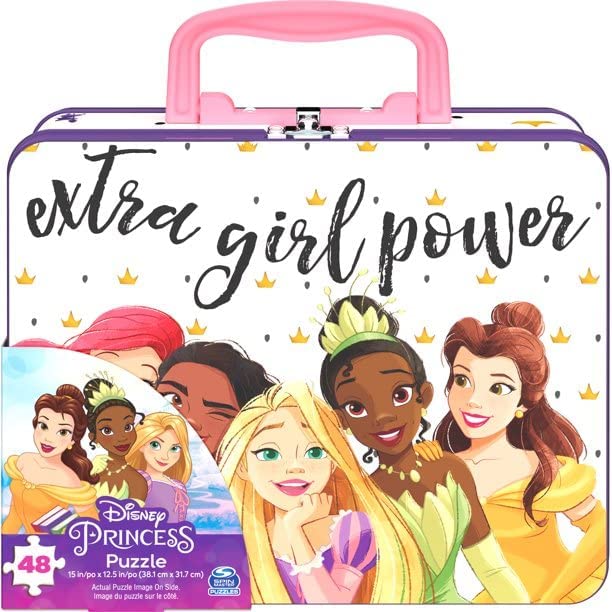 Disney Princess 48-Piece Puzzle in Tin with Handle, for Families and Kids Ages 4 and Up, 20135016