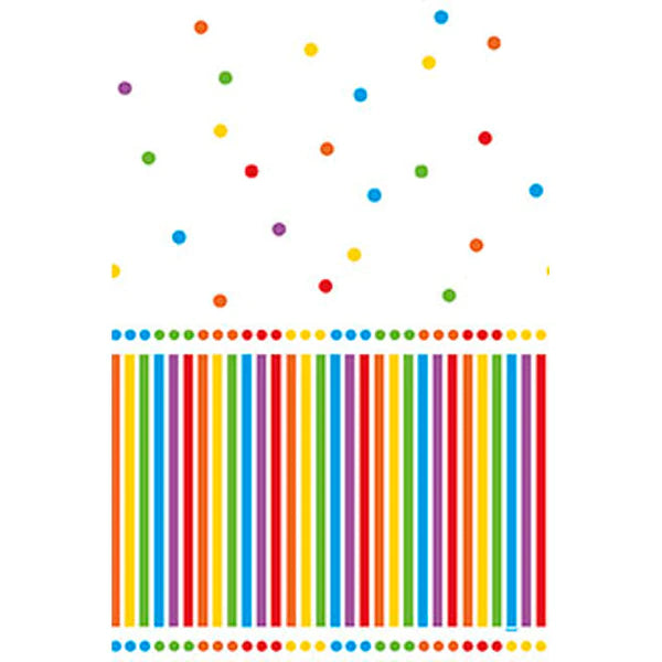 Rainbow Dots And Stripes Plastic Table Cover 54x84 Inch