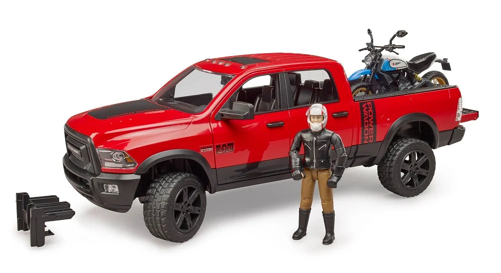 Bruder RAM 2500 Power Wagon with Ducati Desert Sled &amp; Driver (02502)