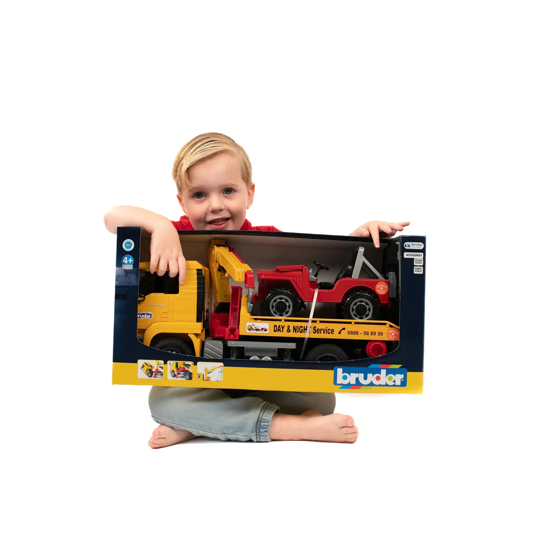 Bruder MAN TGA Tow Truck with Cross-Country Vehicle