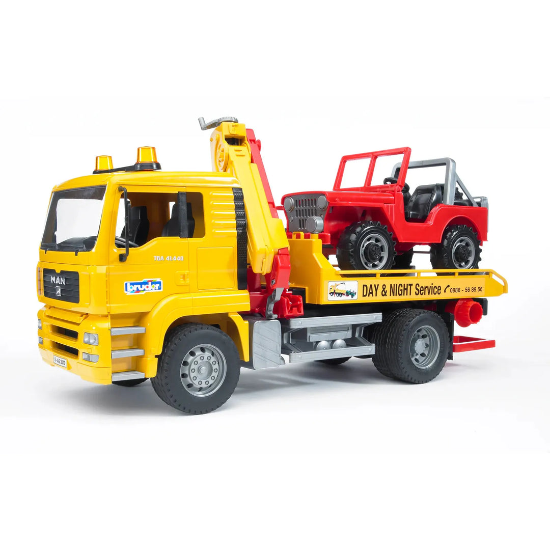Bruder MAN TGA Tow Truck with Cross-Country Vehicle