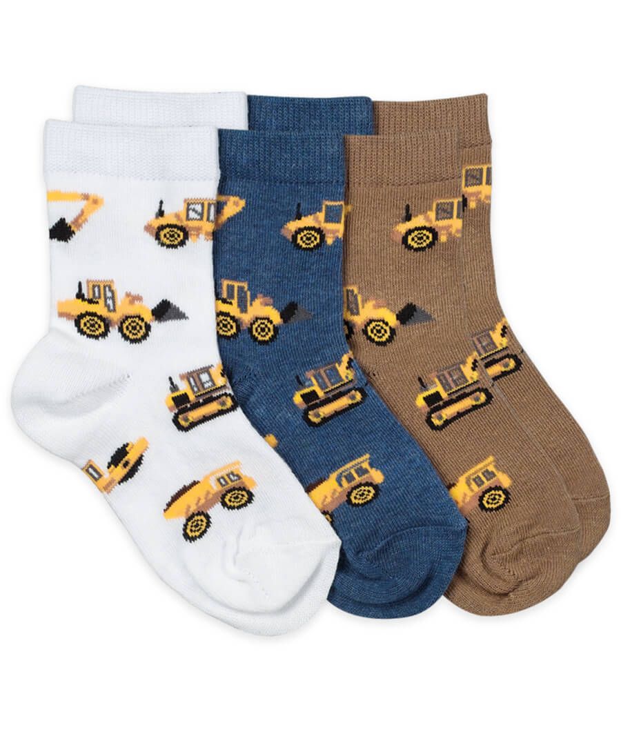 Jefferies Boys’ Crew Socks – Construction & Fast Vehicle Patterns (Single Pack, Random Color)