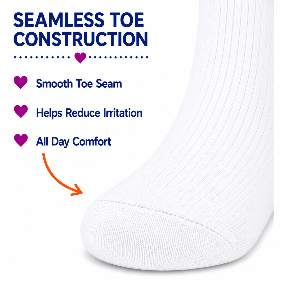 Jefferies Socks Seamless Smooth Toe Ripple Edge Knee High Socks 1 Pair