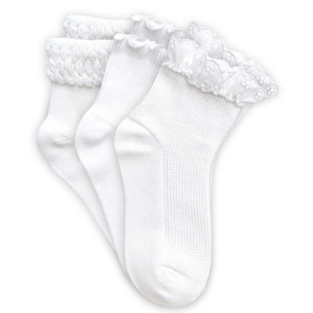 Jefferies Socks Smooth Toe Eyelet Lace/Ripple/Bubble Quarter Ankle Socks 3 Pair Pack