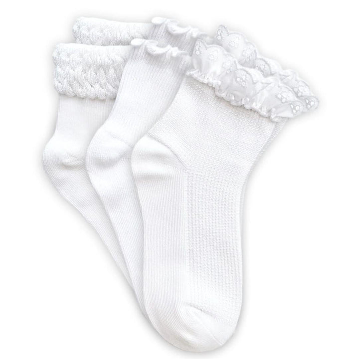 Jefferies Socks Smooth Toe Eyelet Lace/Ripple/Bubble Quarter Ankle Socks 3 Pair Pack