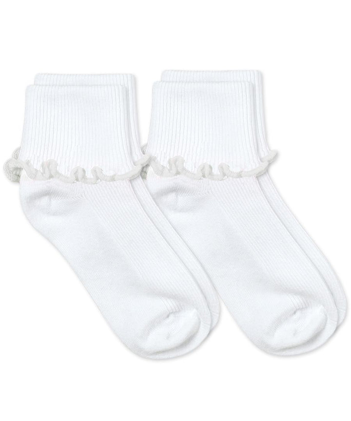 Jefferies Girls’ Ripple Edge Turn Cuff Socks – 2 Pair Pack