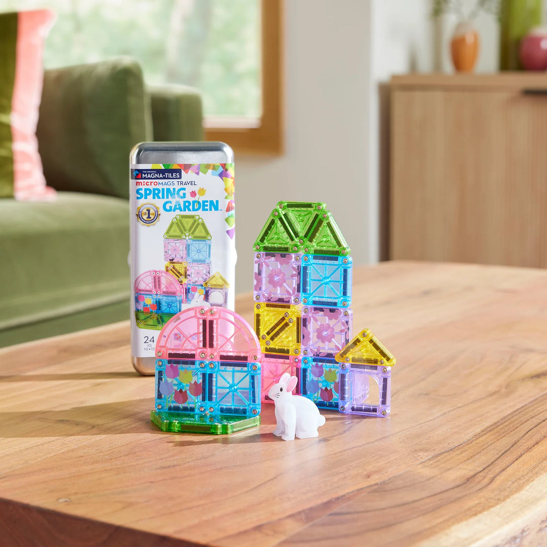 Magna-Tiles MicroMags Spring Garden 24-Piece Travel Set