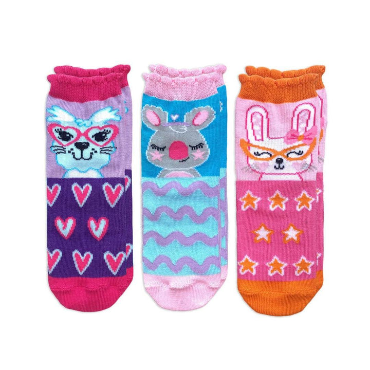 Jefferies Girls’ Cute Animal Crew Socks – 3 Pair Pack