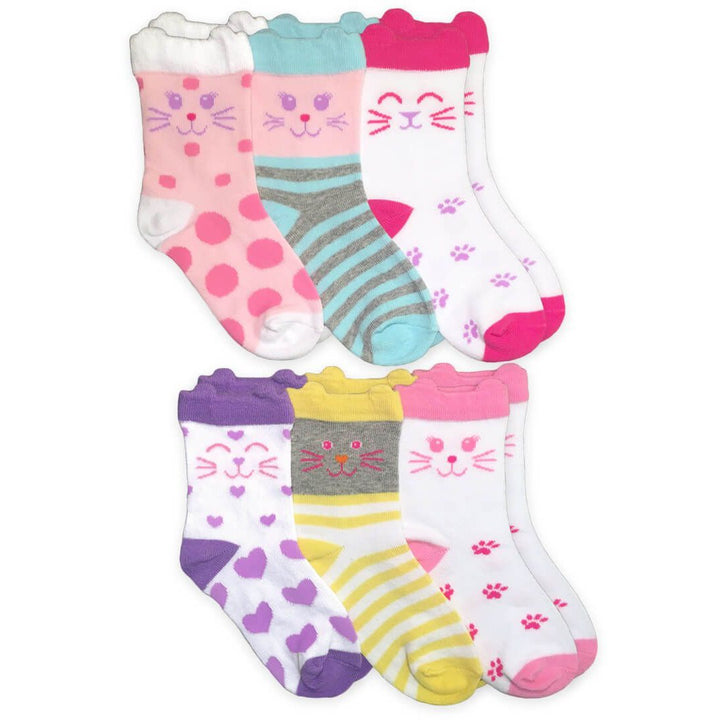 Jefferies Socks Kitty Cat Fashion Crew Socks (6 Pair Pack)