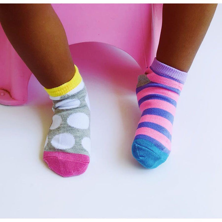 Jefferies Girls’ Polka Dot & Stripe Low-Cut Socks – 6 Pair Pack