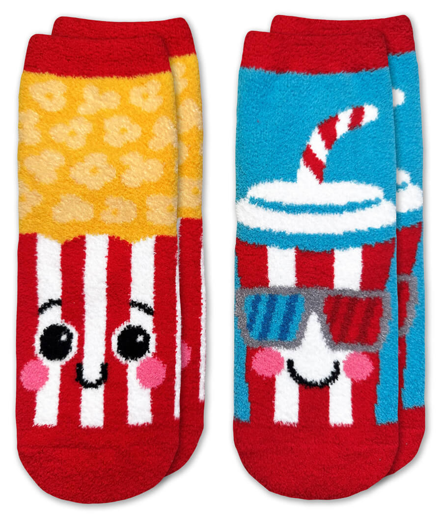 Jefferies Socks Movie Night Fuzzy Slipper Socks 2 Pair Pack