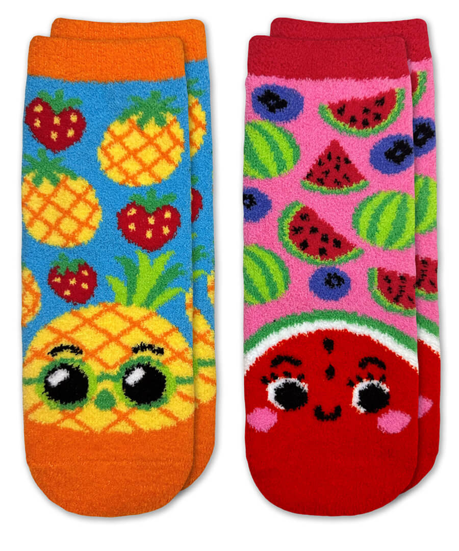 Jefferies Socks Fruity Fuzzy Slipper Socks 2 Pair Pack