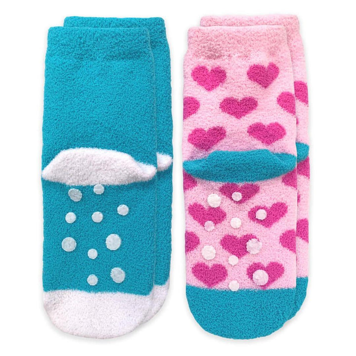 Jefferies Socks Llama and Hearts Fuzzy Non-Skid Slipper Socks 2 Pair Pack
