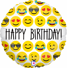 Happy Birthday Emoji Balloon – 18" Mylar
