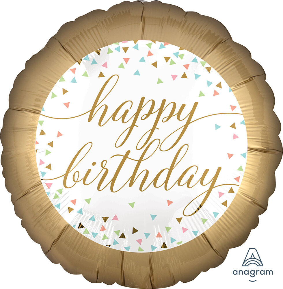 Happy Birthday Pastel Confetti Balloon – 18" Mylar