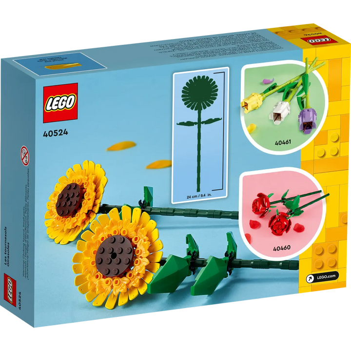 LEGO set packaging with sunflowers and LEGO branding