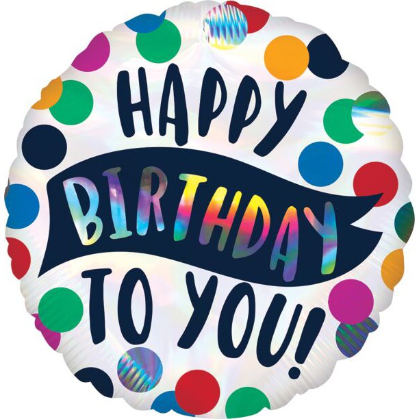 18" Iridescent Time To Party Mylar Balloon