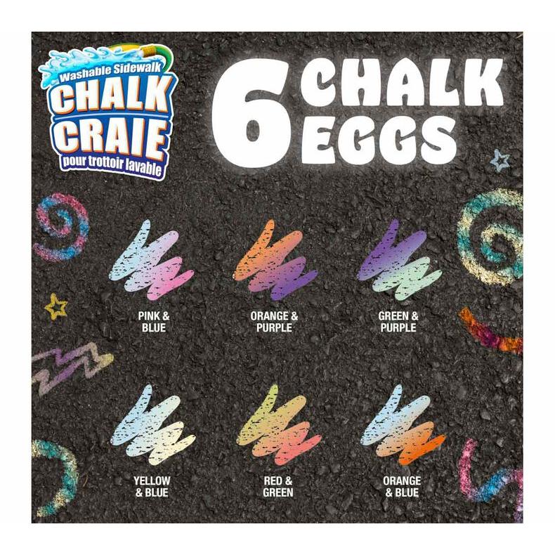 Crayola Washable Sidewalk Tie-Dye Chalk Eggs (6 Count)