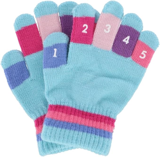 Grand Sierra Toddler Boys and Girls Stretch Number Gloves (Assorted Colors) Size 2-4 Years