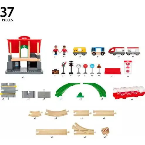 BRIO Central Station Set 33989 (37 Piece Wooden Train Set)
