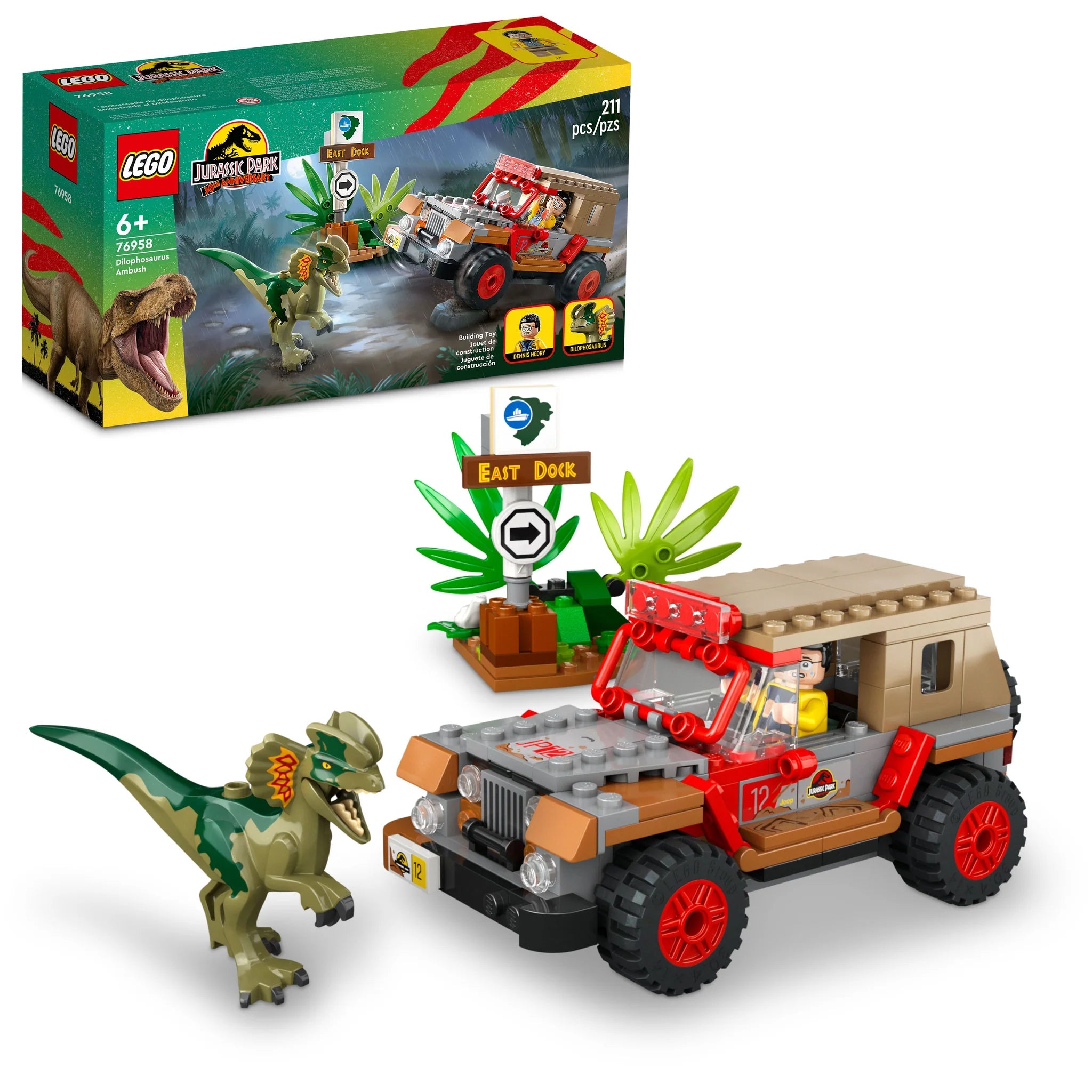 LEGO® Jurassic Park Dilophosaurus Ambush 76958 Building Toy Set (211 Pieces)