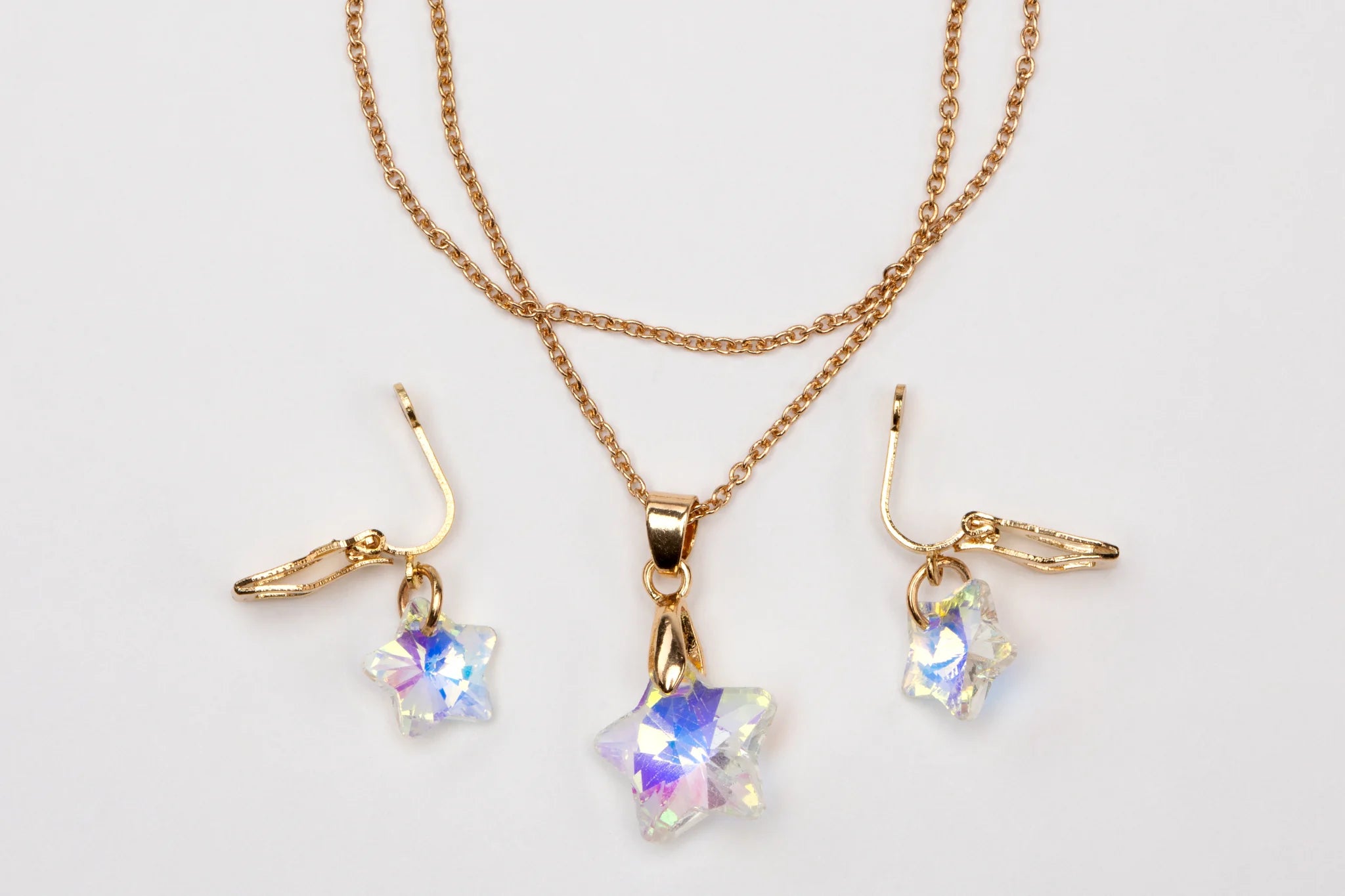 Great Pretenders Boutique Holographic Star Necklace With Ring Or Earring Set