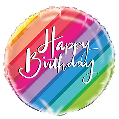 Happy Birthday Rainbow 18" Round Balloon