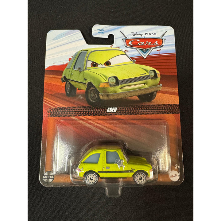 A toy model of the character Flash McQueen from the Disney Pixar Cars movie, packaged in a blister pack.