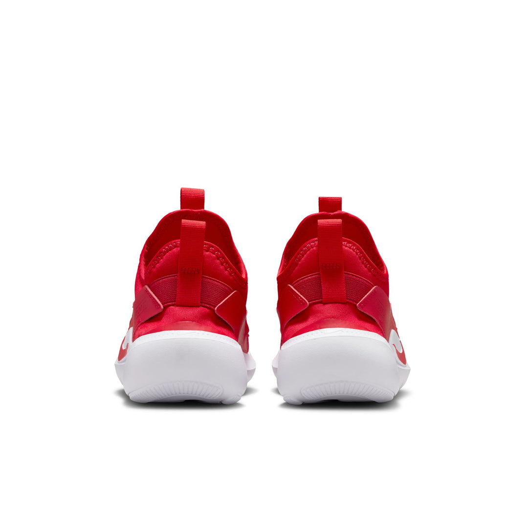 Red sneakers with white soles on a white background