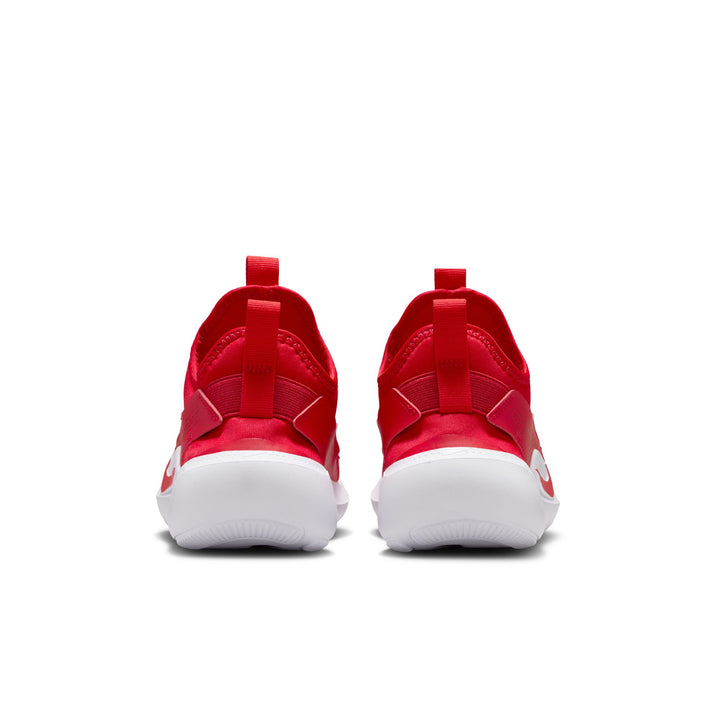 Red sneakers with white soles on a white background