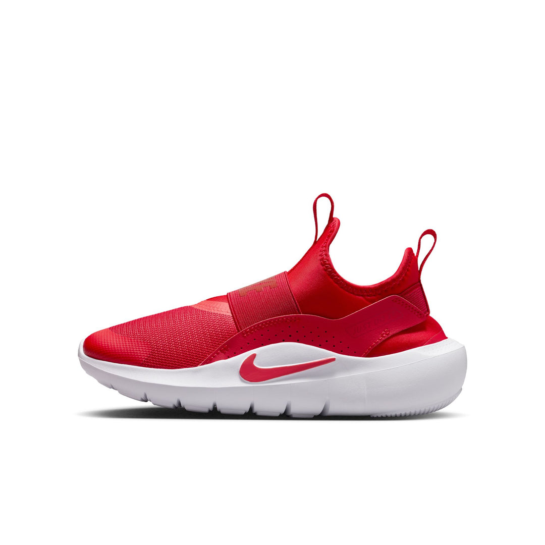 Red sneaker with a white Nike logo on a white background