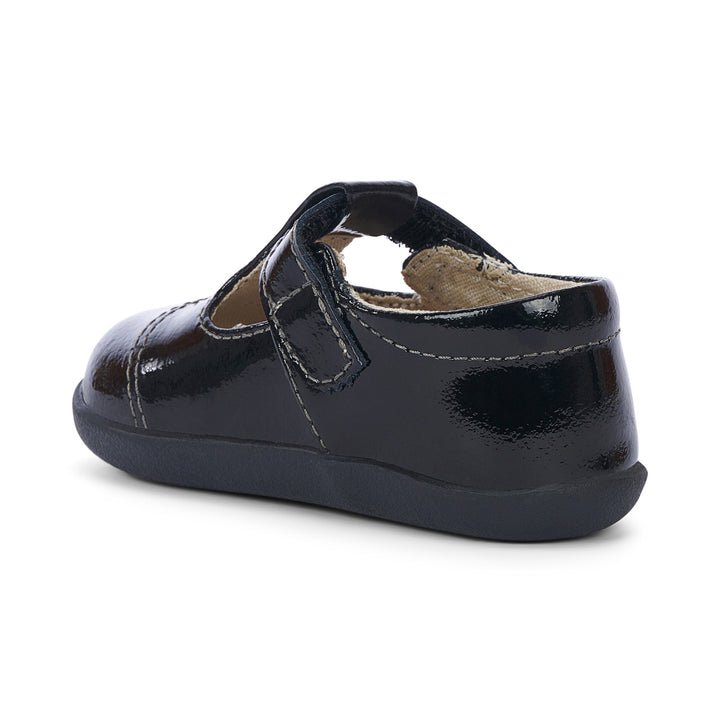 See Kai Run Bianca Mini First Walker Mary Jane Baby Dress Shoe (Black Patent & Gold)