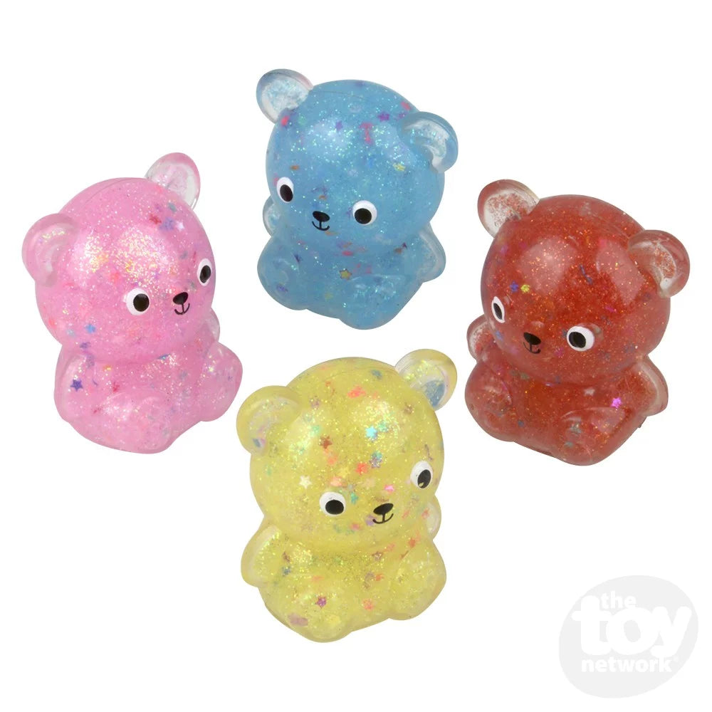 Squish Sticky Glitter Bear 2.25"