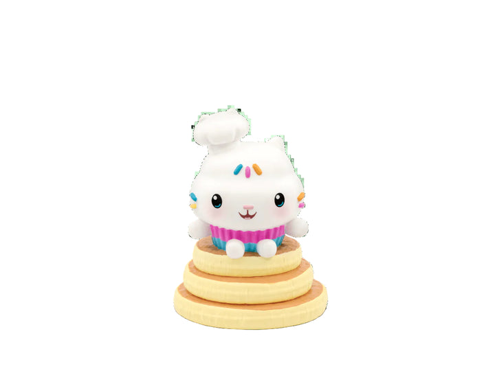Toy resembling a stack of ice cream cones with a character on top against a white background