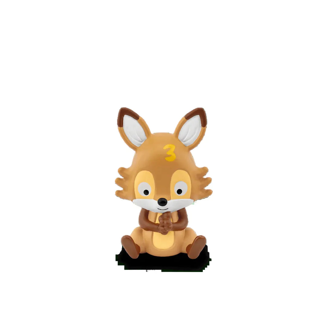 Toy fox figurine with the number 3 on a white background