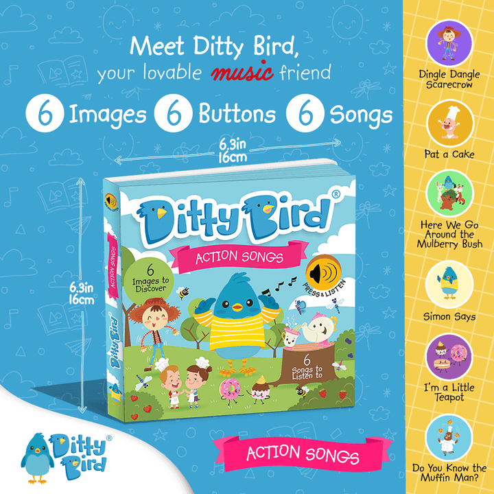 Ditty Bird - Action Songs - Musical Books for Toddlers