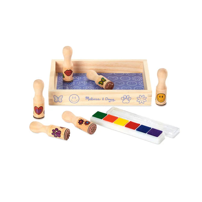 Melissa & Doug Wooden Stamp Set - Happy Handles