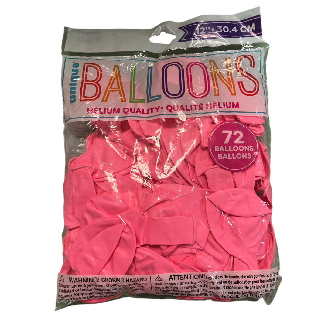 Pack of 72 solid color balloons