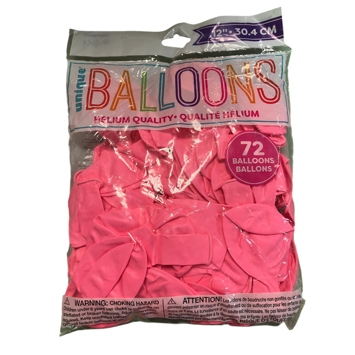 Pack of 72 solid color balloons