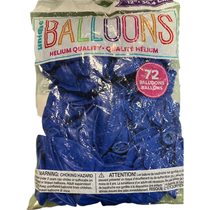 Pack of 72 solid color balloons