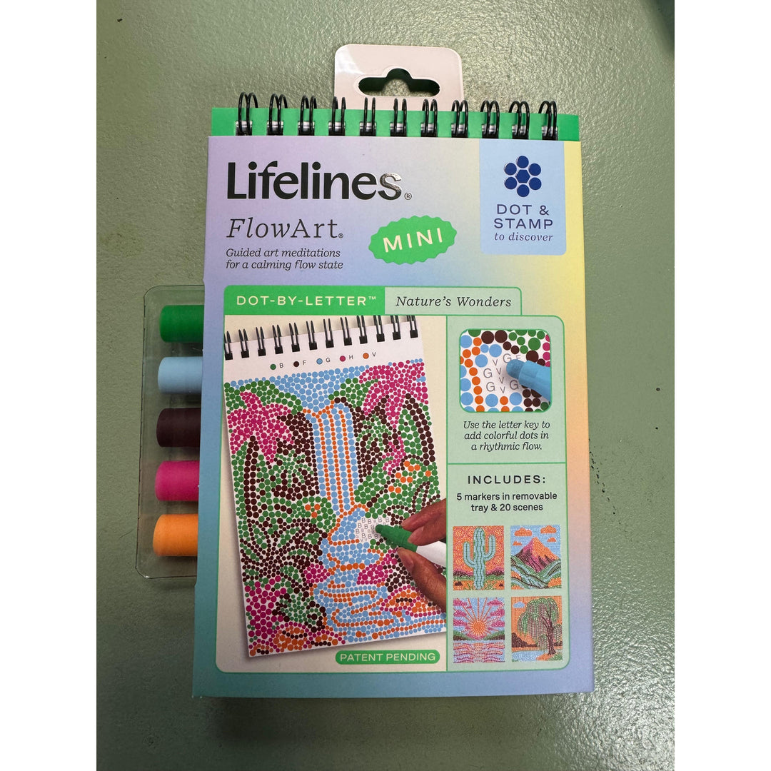 Lifelines FlowArt Dot & Stamp kit packaging on a green background