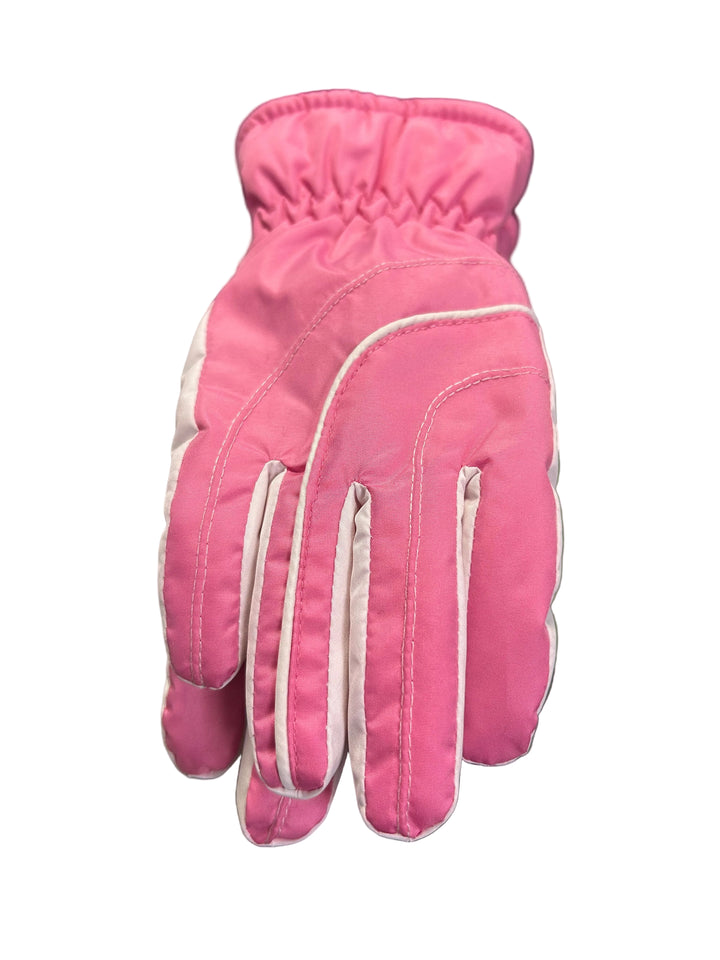 Pink glove with white accents on a blurred background