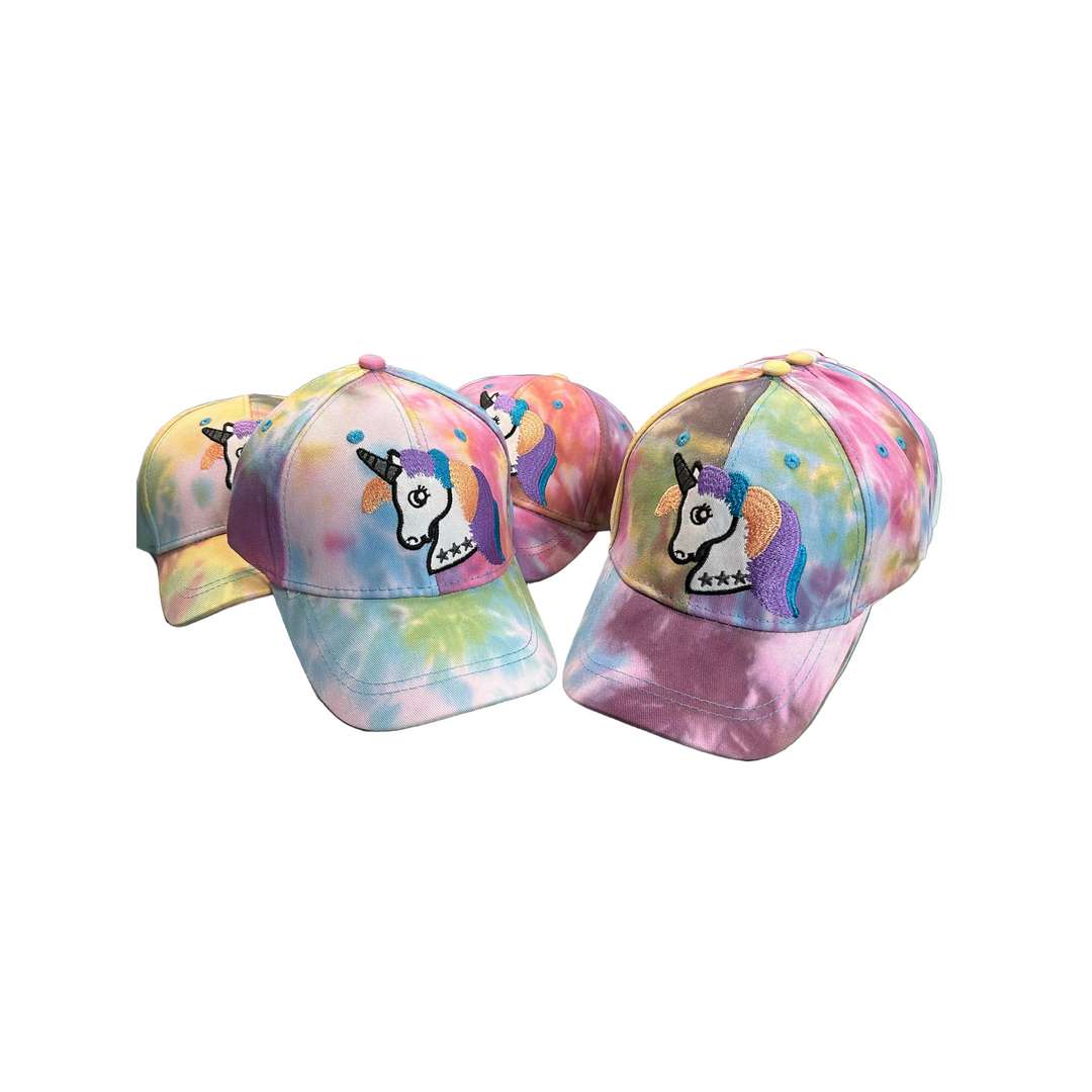 Kids Unicorn Embroidered Tie Dye Baseball Cap- Random pick