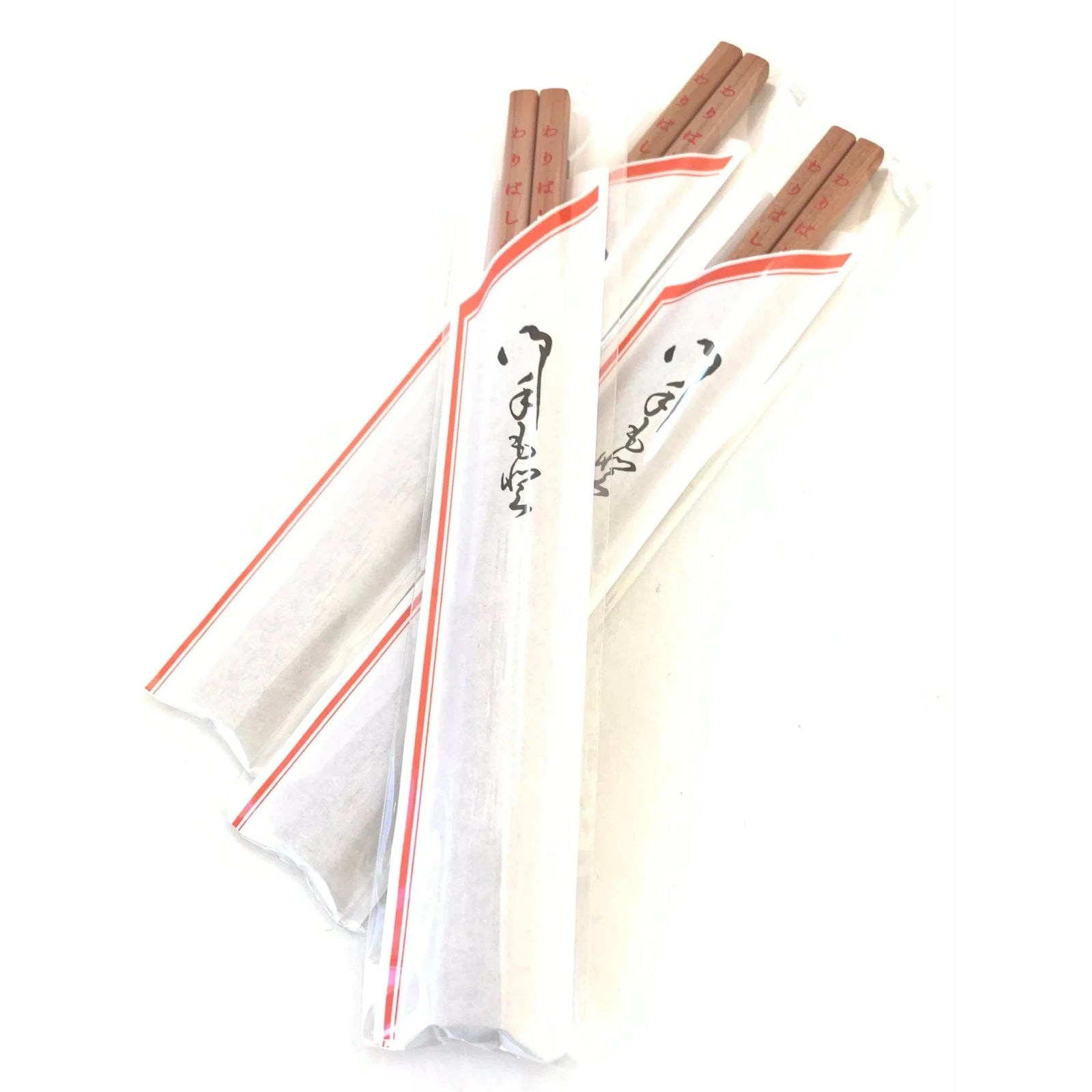 A pack of chopstick pencils with red accents on a white background, featuring Japanese characters.