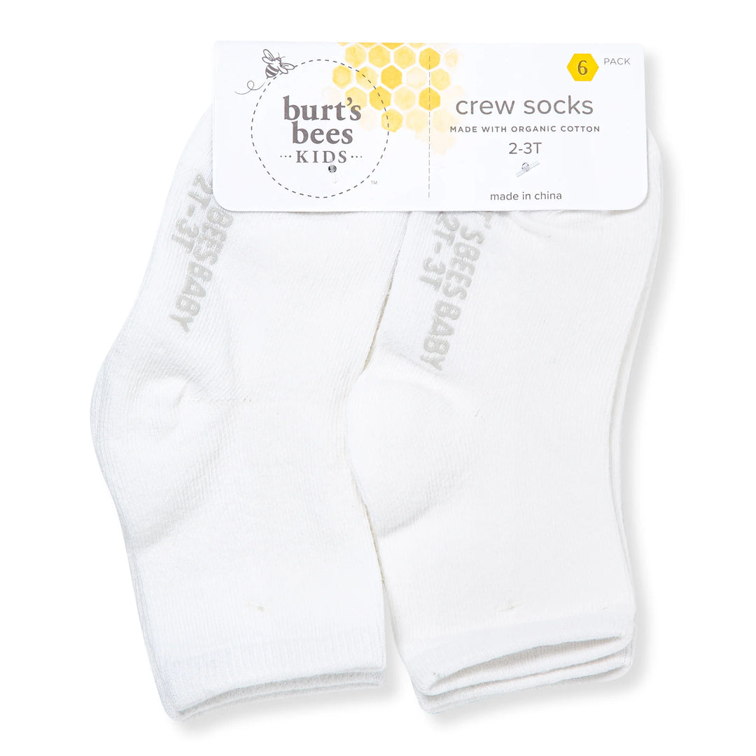 Burt’s Bees Baby Solid Organic Cotton Baby Crew Socks (6-Pack)
