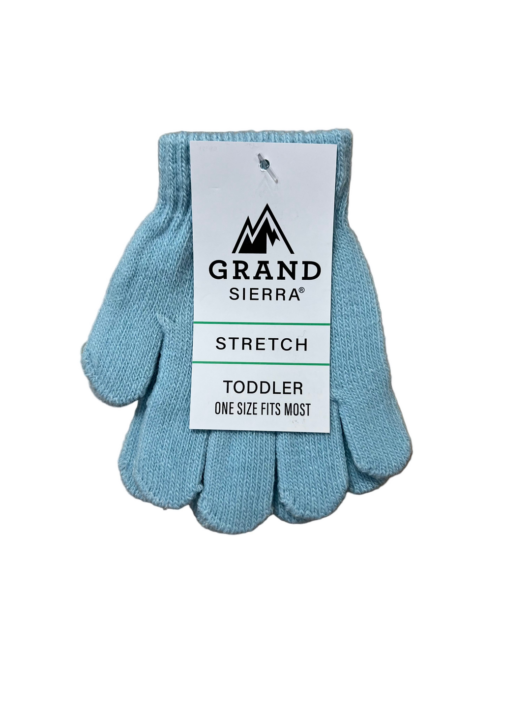 Blue toddler sock with Grand Sierra label on a wooden surface