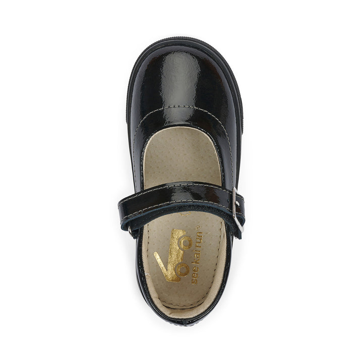 See Kai Run Lucia Mary Jane Dress Shoe (Toddler/Little Kid) – Black Patent & Gold