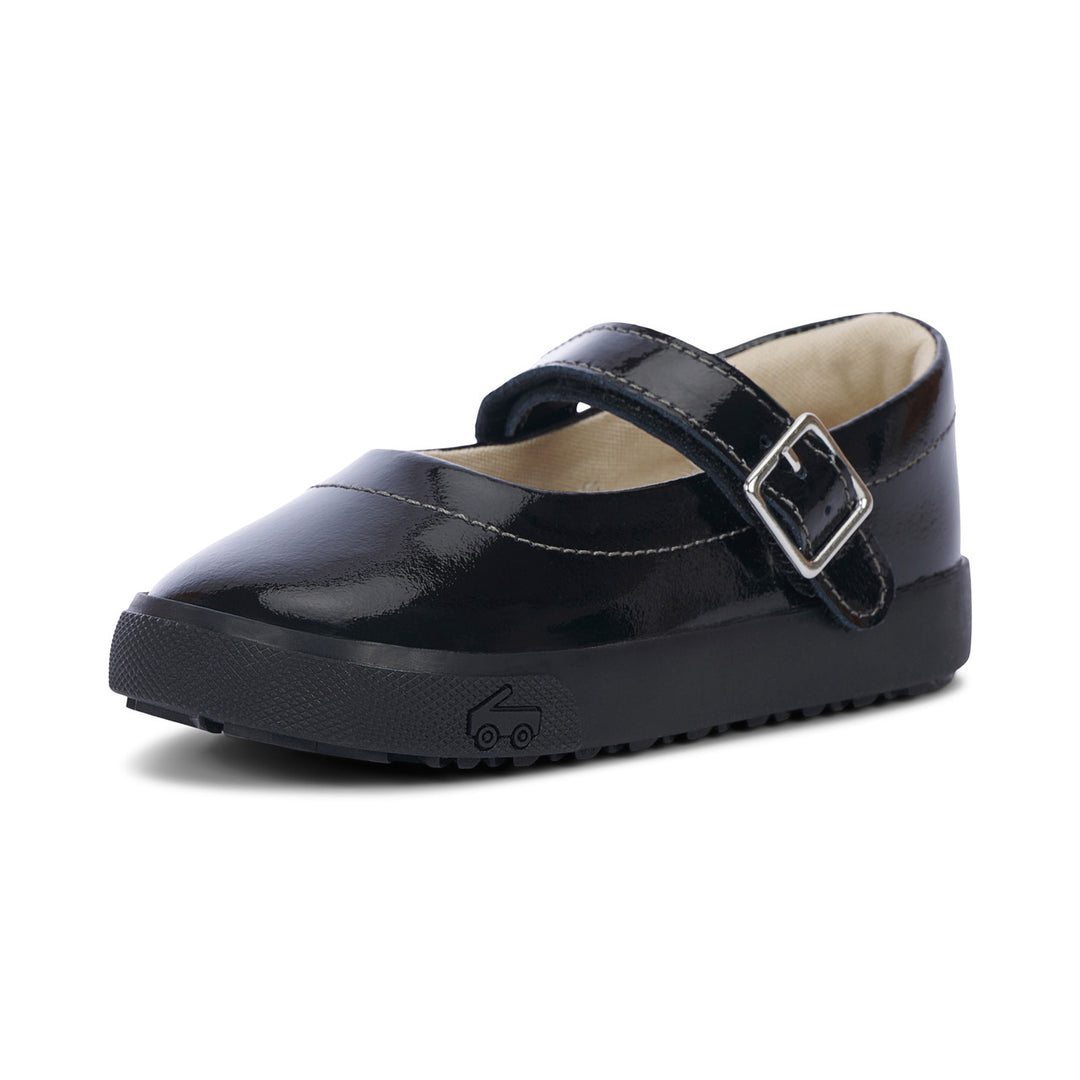 See Kai Run Lucia Mary Jane Dress Shoe (Toddler/Little Kid) – Black Patent & Gold