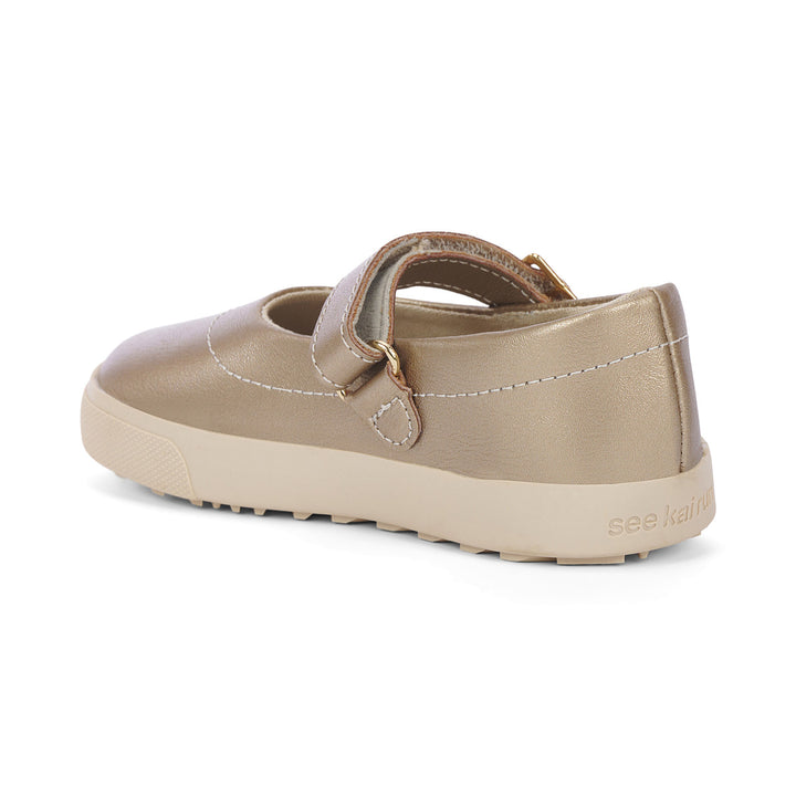 See Kai Run Lucia Mary Jane Dress Shoe (Toddler/Little Kid) – Black Patent & Gold