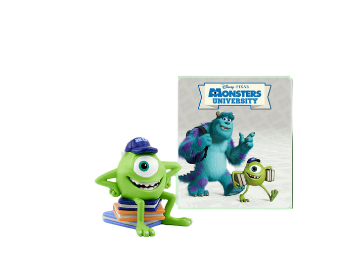 Two animated character figures from 'Monsters University' on a white background